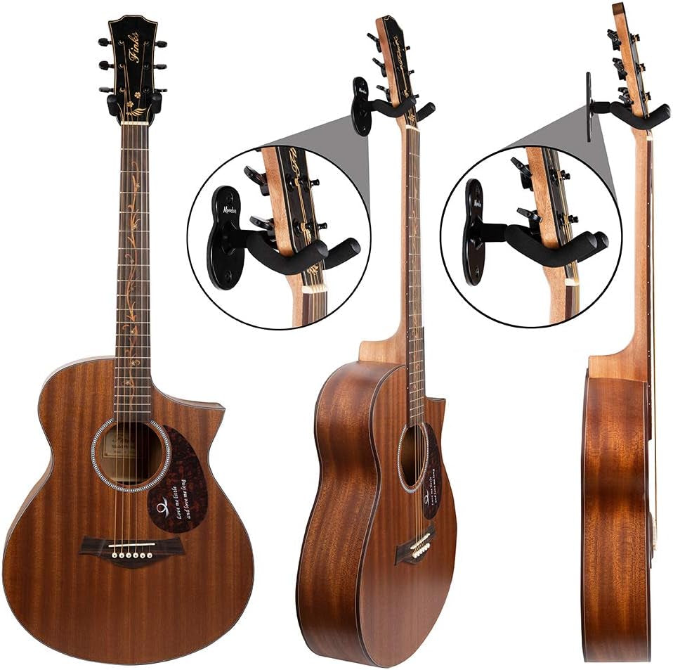 Guitar Wall Mount 4-Pack, Metal Guitar Hanger, Guitar-Shaped Guitar Wall Hanger, Black Guitar Holder Stand for Bass Electric Acoustic Guitar Ukulele (Black)