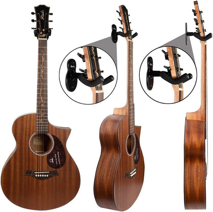 Guitar Wall Mount 4-Pack, Metal Guitar Hanger, Guitar-Shaped Guitar Wall Hanger, Black Guitar Holder Stand for Bass Electric Acoustic Guitar Ukulele (Black)
