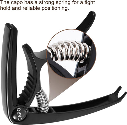Professional Guitar Capo for Acoustic and Electric Guitars - Versatile 6-String Capo in Black