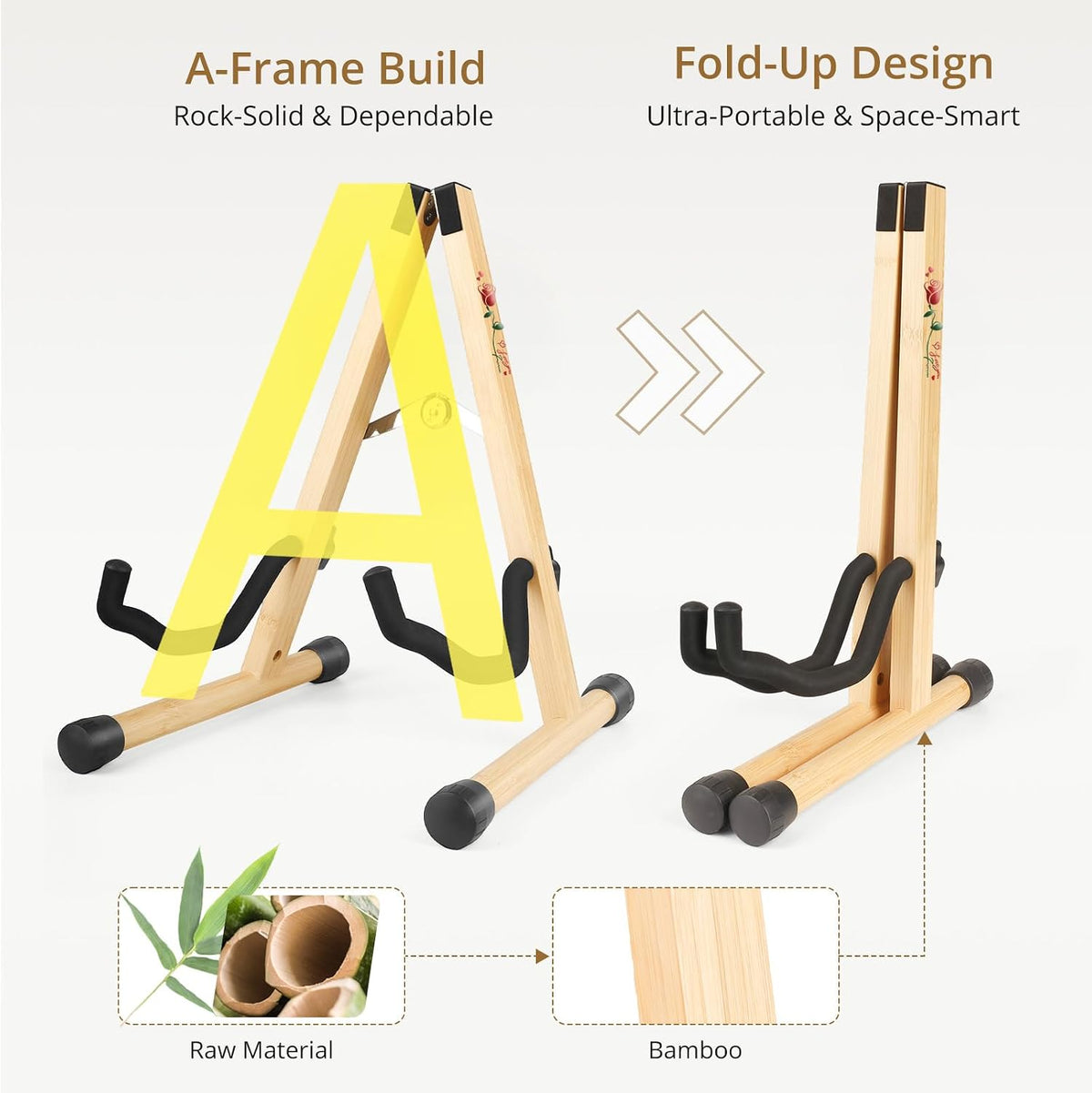 Premium Foldable Guitar Stand for Acoustic, Classical, and Electric Guitars - Versatile Accessories for Violin and Ukulele - Ideal Gift for New Year and Christmas