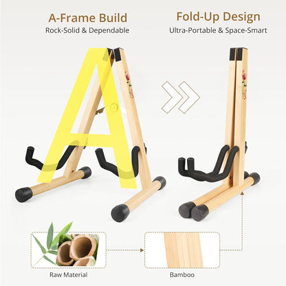 Premium Foldable Guitar Stand for Acoustic, Classical, and Electric Guitars - Versatile Accessories for Violin and Ukulele - Ideal Gift for New Year and Christmas