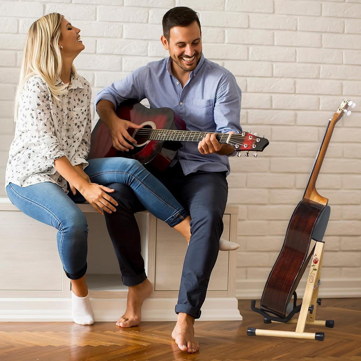 Premium Foldable Guitar Stand for Acoustic, Classical, and Electric Guitars - Versatile Accessories for Violin and Ukulele - Ideal Gift for New Year and Christmas