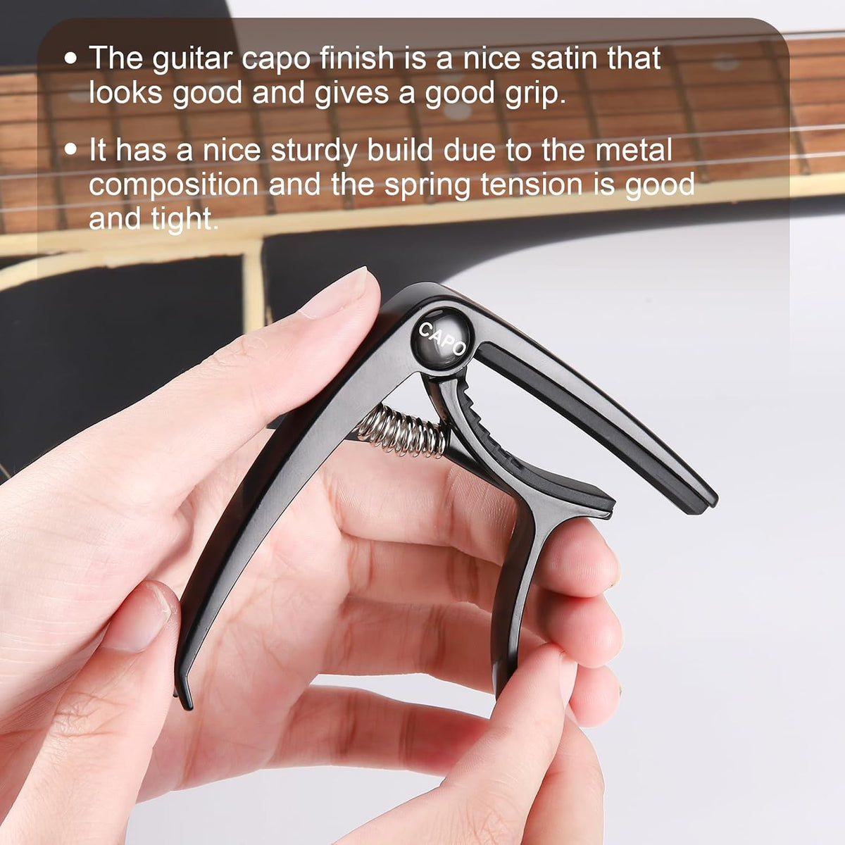 Professional Guitar Capo for Acoustic and Electric Guitars - Versatile 6-String Capo in Black