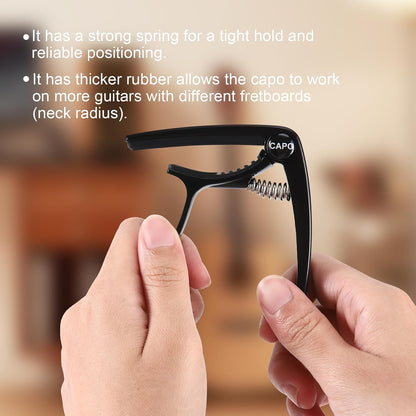 Professional Guitar Capo for Acoustic and Electric Guitars - Versatile 6-String Capo in Black