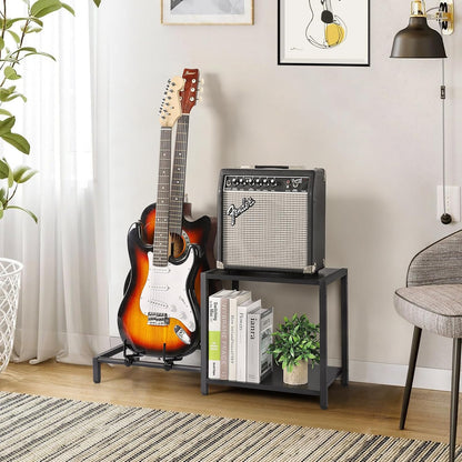 Black Floor Guitar Stand with Amplifier Holder