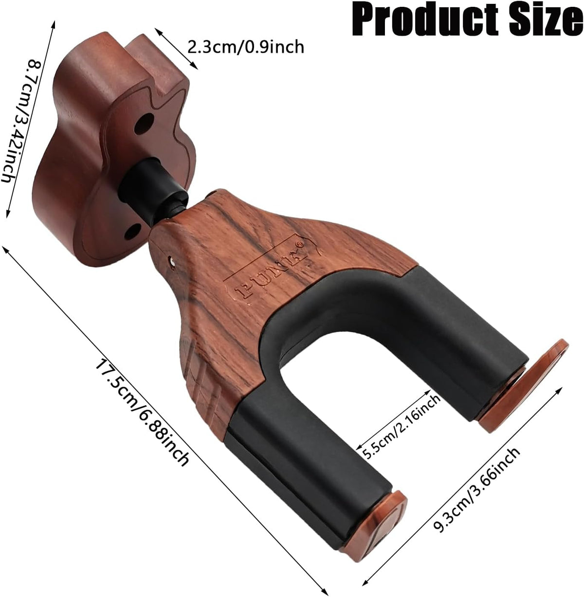 Guitar Wall Mount with Auto Lock - Wooden Guitar-Shaped Hanger for Acoustic, Electric, Classical, and Bass Guitars (Brown)