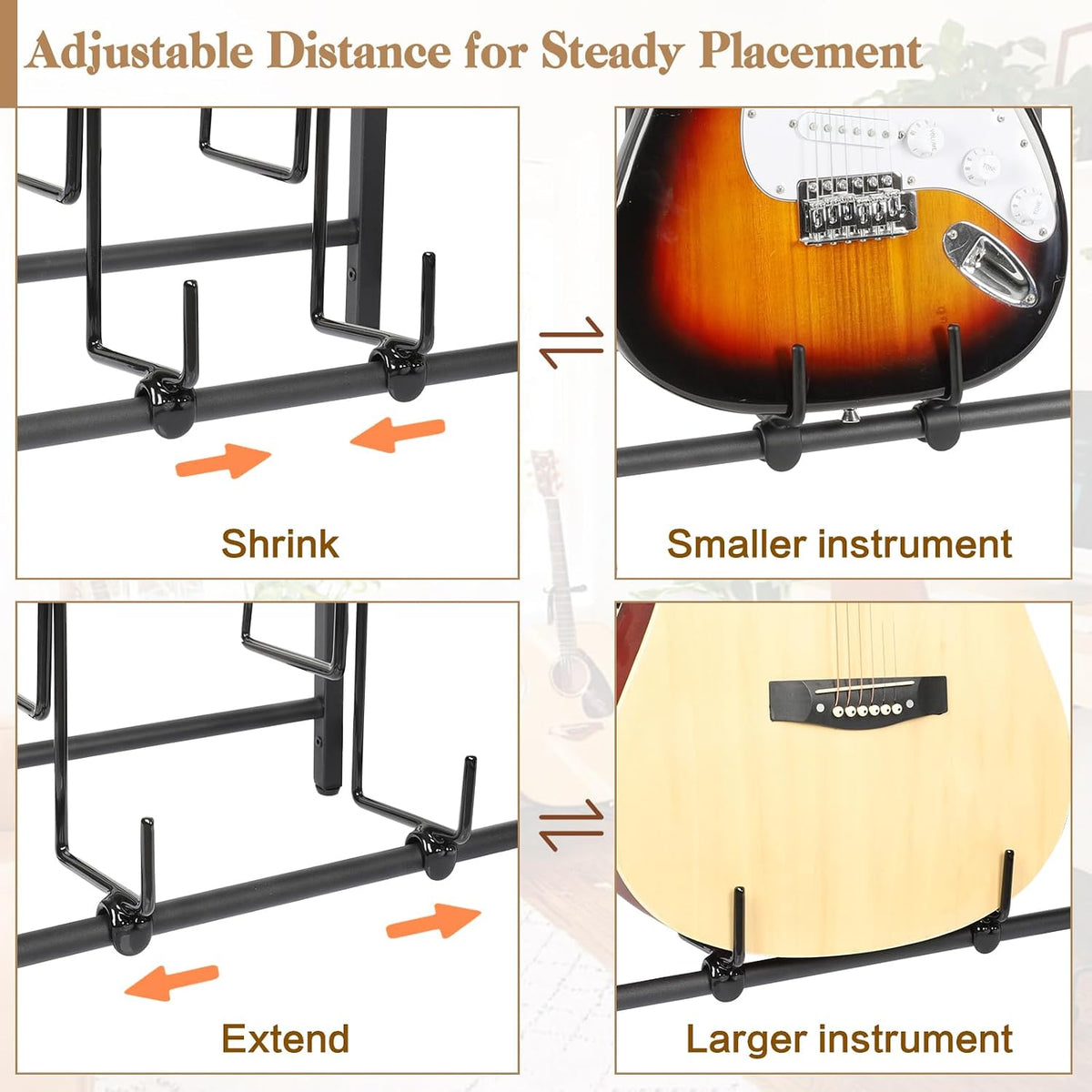 Black Floor Guitar Stand with Amplifier Holder